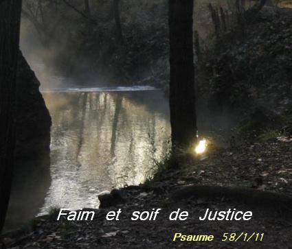 Faim et soif de justice bienvenue